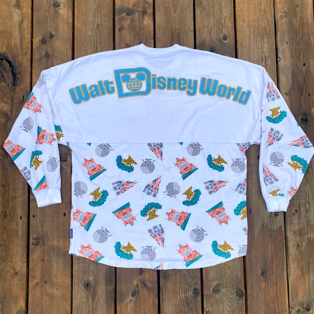 Walt Disney World 2024 4 Park Icons Glitter Spirit Jersey Shirt Raised Spellout